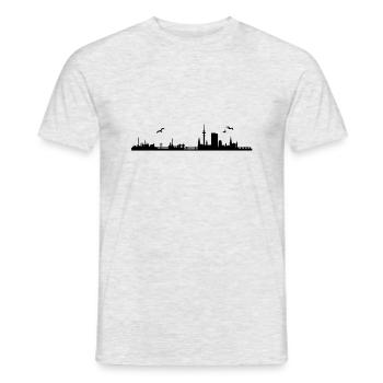 Hamburger Skyline - Männer T-Shirt - Grau meliert - Vorne - AI Model Male 178 dark (178cm)