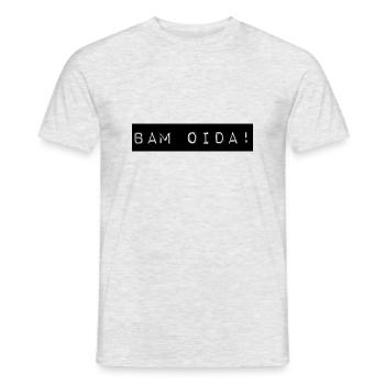 BAM OIDA + Austrian dialect, saying, Vienna - Men's T-Shirt - heather grey - Front - AI Model Male 178 dark (178cm)
