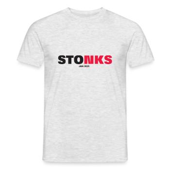 STONKS - Männer T-Shirt - Grau meliert - Vorne - AI Model Male 178 dark (178cm)