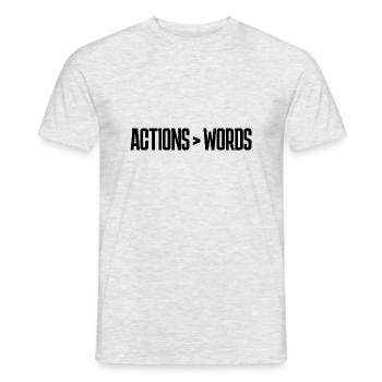 Taten sagen mehr als Worte - Motivationsgeschenk - Männer T-Shirt - Grau meliert - Vorne - AI Model Male 178 dark (178cm)