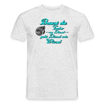 Baust du Turbo an Diesel geht Diesel wie Wiesel - Männer T-Shirt - Grau meliert - Vorne - AI Model Male 178 dark (178cm)