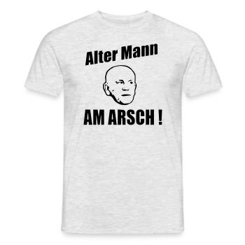 Alter Mann am Arsch - Männer T-Shirt - Grau meliert - Vorne - AI Model Male 178 dark (178cm)