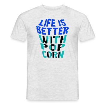 Leben mit Popcorn beim Essen von Maisgemüse - Männer T-Shirt - Grau meliert - Vorne - AI Model Male 178 dark (178cm)