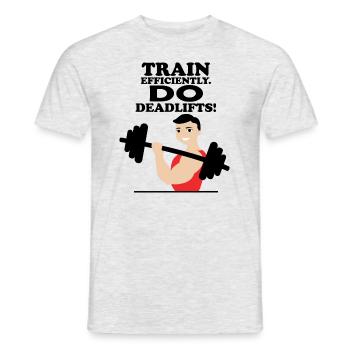 Entraînez-vous efficacement : soulevés de terre, - T-shirt homme - gris chiné - Devant - AI Model Male 178 dark (178cm)