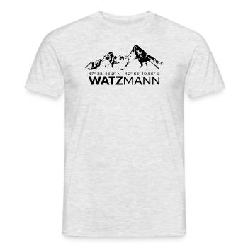 Berg Watzmann Coordonnées GPS Géocachette d’adresse - T-shirt homme - gris chiné - Devant - AI Model Male 178 dark (178cm)