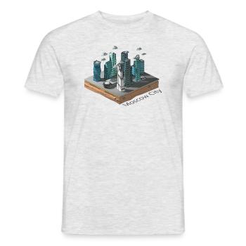 Géométrique low poly - T-shirt homme - gris chiné - Devant - AI Model Male 178 dark (178cm)