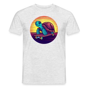 Turtle rides on a skateboard sunset - Men's T-Shirt - heather grey - Front - AI Model Male 178 dark (178cm)