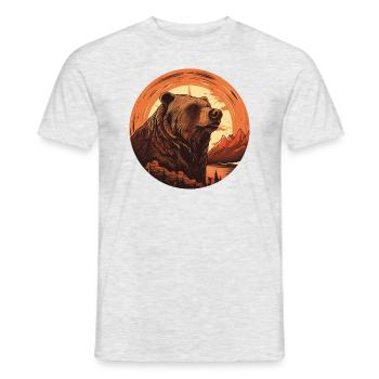 Retro Brown Bear in Canada Mountains Sunset - Men's T-Shirt - heather grey - Front - AI Model Male 178 dark (178cm)