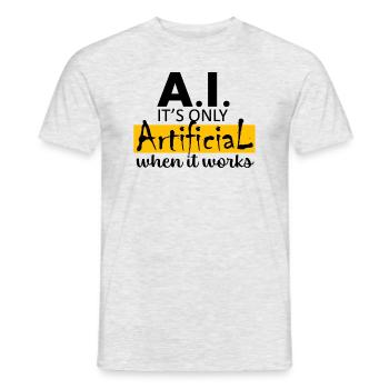 AI when it works - Men's T-Shirt - heather grey - Front - AI Model Male 178 dark (178cm)