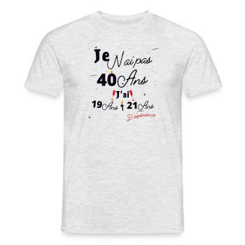Je n Ai Pas 40 Ans Cadeau d anniversaire - T-shirt homme - gris chiné - Devant - AI Model Male 178 dark (178cm)
