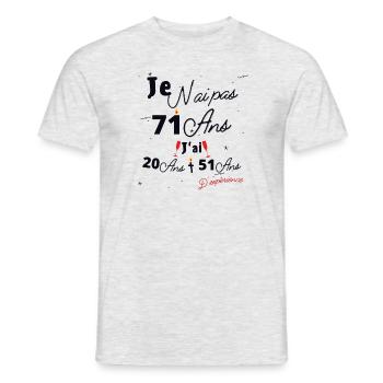 Je n Ai Pas 71 Ans Cadeau d anniversaire - T-shirt homme - gris chiné - Devant - AI Model Male 178 dark (178cm)