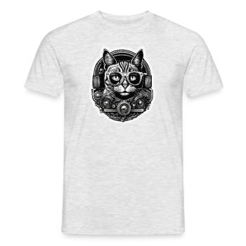 Cool Cat / Funny / Animal / Pet / Crazy - Men's T-Shirt - heather grey - Front - AI Model Male 178 dark (178cm)