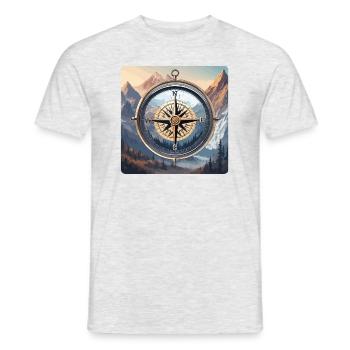 Boussole / Direction cardinale / Voyage / Survie - T-shirt homme - gris chiné - Devant - AI Model Male 178 dark (178cm)