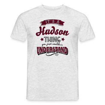 its a hudson name surname thing - Men's T-Shirt - heather grey - Front - AI Model Male 178 dark (178cm)