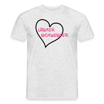 Läster Schwester Herz - Männer T-Shirt - Grau meliert - Vorne - AI Model Male 178 dark (178cm)