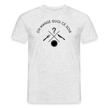 On mange quoi ce soir - T-shirt homme - gris chiné - Devant - AI Model Male 178 dark (178cm)