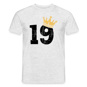 19 Krone 19. Geburtstag 19 Jahre - Männer T-Shirt - Grau meliert - Vorne - AI Model Male 178 dark (178cm)