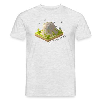 Panneau Hollywood low poly géométrique - T-shirt homme - gris chiné - Devant - AI Model Male 178 dark (178cm)