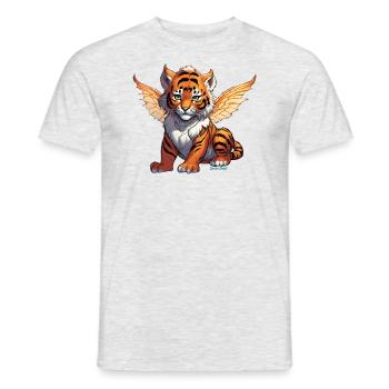 Winged Striped Tiger: Fantasy Meets Wilderness - Men's T-Shirt - heather grey - Front - AI Model Male 178 dark (178cm)