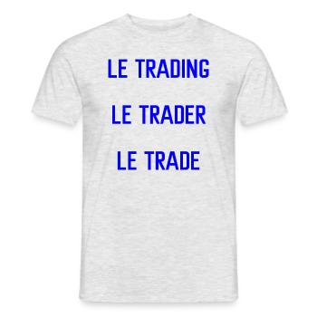 t shirt trading trader trade bleu cadeau forex - T-shirt homme - gris chiné - Devant - AI Model Male 178 dark (178cm)