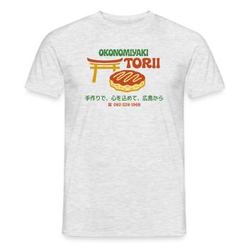 Okonomiyaki Torii Chemise Rétro Style Hiroshima - T-shirt homme - gris chiné - Devant - AI Model Male 178 dark (178cm)