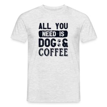 All You Need is Dog and Coffee Mâle Quadrupède - T-shirt homme - gris chiné - Devant - AI Model Male 178 dark (178cm)