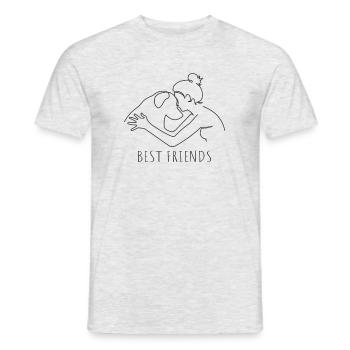 Best Friends Vierbeiner Wauwau Rüde Hundebesitzer - Männer T-Shirt - Grau meliert - Vorne - AI Model Male 178 dark (178cm)