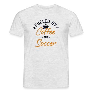 Fueled by Coffee and Soccer Fußball Goal Keeper - Men's T-Shirt - heather grey - Front - AI Model Male 178 dark (178cm)