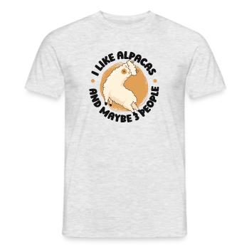 I Like Alpacas And Maybe 3 People Lama Pako - Männer T-Shirt - Grau meliert - Vorne - AI Model Male 178 dark (178cm)