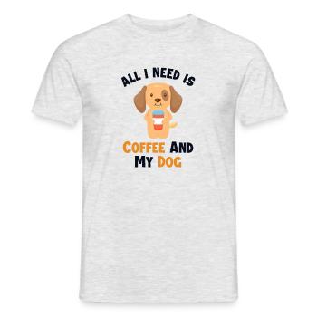 Coffee and my Dog Wiener Dog Dogfather Dog Mom - Men's T-Shirt - heather grey - Front - AI Model Male 178 dark (178cm)