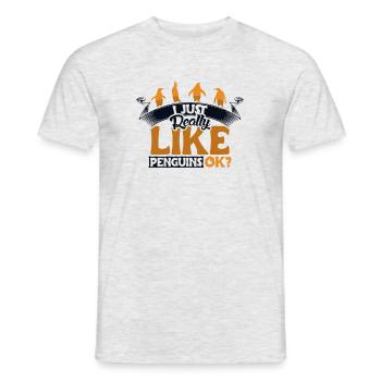I Really Like Penguins King Emperor Sea Bird - Men's T-Shirt - heather grey - Front - AI Model Male 178 dark (178cm)