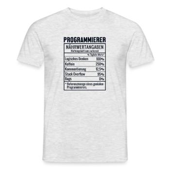 Programmierer Nährwertangaben Developer Coder - Männer T-Shirt - Grau meliert - Vorne - AI Model Male 178 dark (178cm)