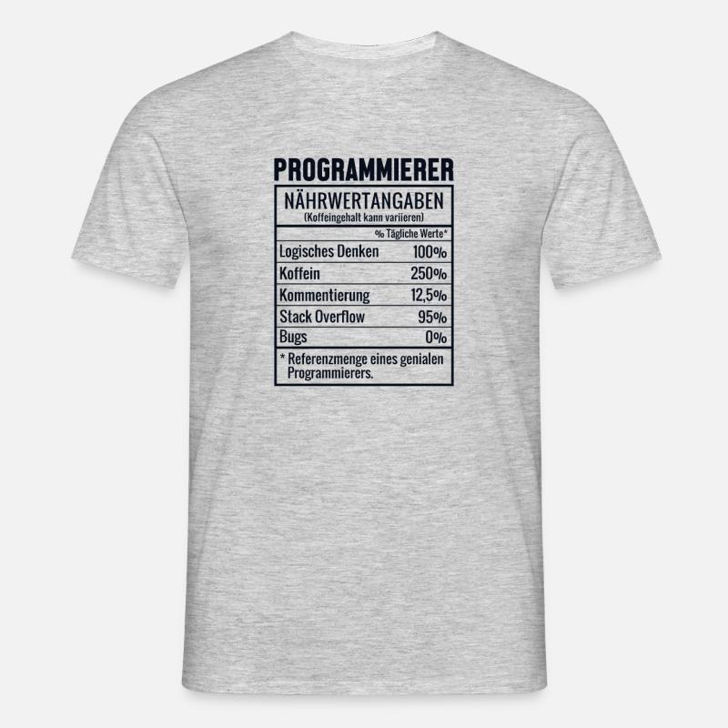 Programmierer Nährwertangaben Developer Coder - Männer T-Shirt - Grau meliert