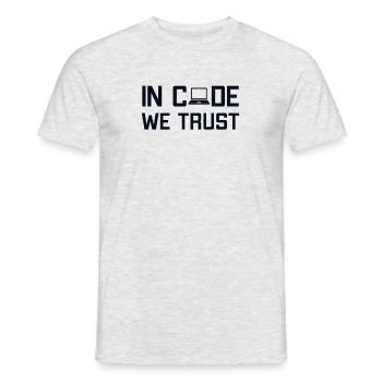 In Code We Trust Full Stack Coder Software - Men's T-Shirt - heather grey - Front - AI Model Male 178 dark (178cm)