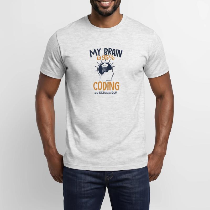 My Brain is 95% Coding Full Stack Coder Software Men’s T-shirt