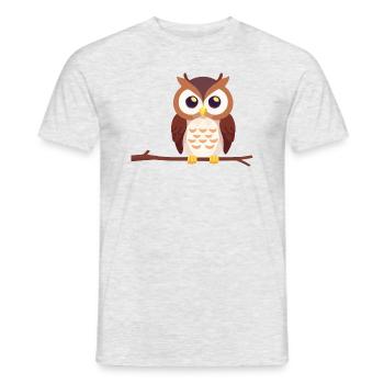 Eagle Owl Owl Bird on Branch - Men's T-Shirt - heather grey - Front - AI Model Male 178 dark (178cm)