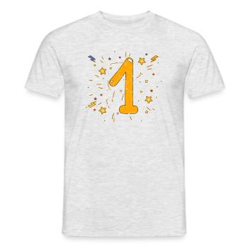 first birthday, 1st birthday, Anniversary 1, One - Men's T-Shirt - heather grey - Front - AI Model Male 178 dark (178cm)