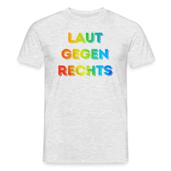 Laut gegen rechts Nr 08 - Männer T-Shirt - Grau meliert - Vorne - AI Model Male 178 dark (178cm)
