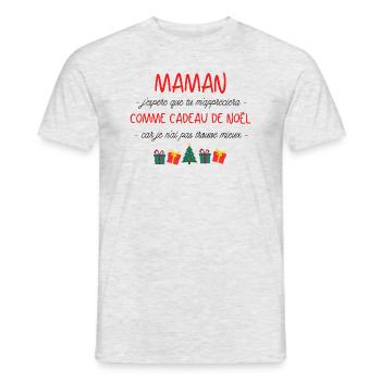 Maman j'espère que tu m'apprécies cadeau de noël - T-shirt homme - gris chiné - Devant - AI Model Male 178 dark (178cm)