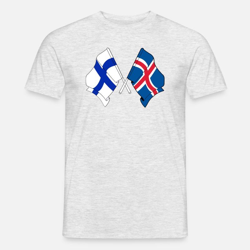 Suomen ja Islannin lippu - Miesten T-paita - harmaasävyinen