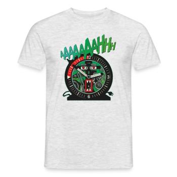 Die Drei ??? und der seltsame Wecker - Männer T-Shirt - Grau meliert - Vorne - AI Model Male 178 dark (178cm)