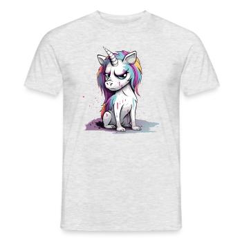 Licorne grincheuse - T-shirt homme - gris chiné - Devant - AI Model Male 178 dark (178cm)
