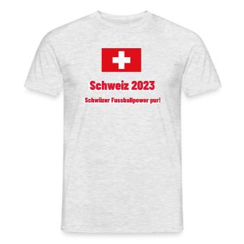 Fußball Weltmeisterschaft 2023 Frauen Schweiz - Männer T-Shirt - Grau meliert - Vorne - AI Model Male 178 dark (178cm)