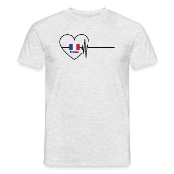 France Battement de Cœur Drapeau Français Fierté - T-shirt homme - gris chiné - Devant - AI Model Male 178 dark (178cm)