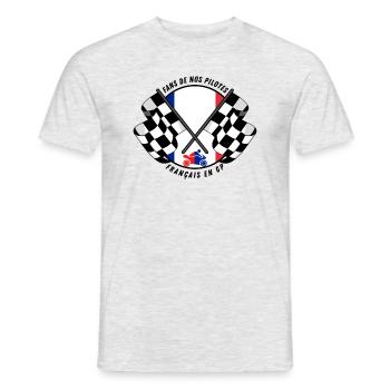 Fans de nos pilotes français en GP - T-shirt homme - gris chiné - Devant - AI Model Male 178 dark (178cm)