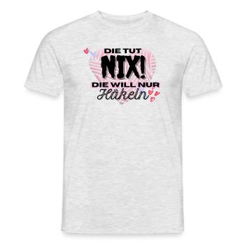 Die Tut Nix Die Will Nur Häkeln Rosa Herz Pink - Männer T-Shirt - Grau meliert - Vorne - AI Model Male 178 dark (178cm)