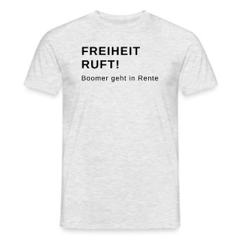 Freiheit Ruft! Boomer geht in Rente - Männer T-Shirt - Grau meliert - Vorne - AI Model Male 178 dark (178cm)