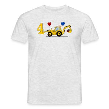 4. Geburtstag Bagger Traktor - Männer T-Shirt - Grau meliert - Vorne - AI Model Male 178 dark (178cm)