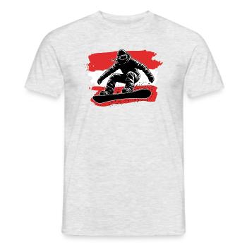 Austria Flag Snowboard - Men's T-Shirt - heather grey - Front - AI Model Male 178 dark (178cm)