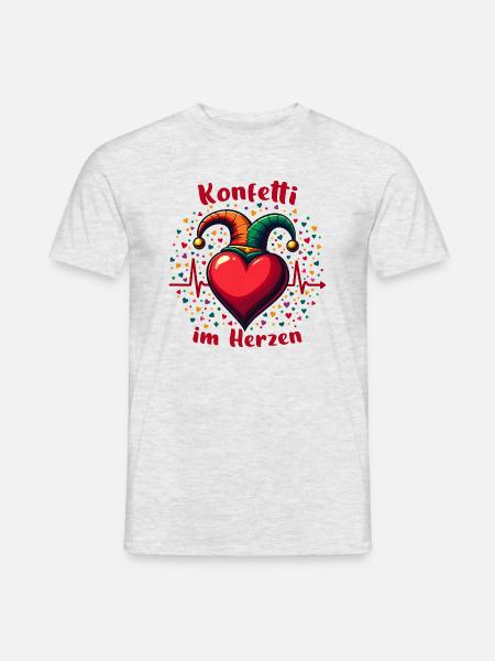 Herzschlag Konfetti Im Herzen EKG Karneval - Männer T-Shirt - Grau meliert